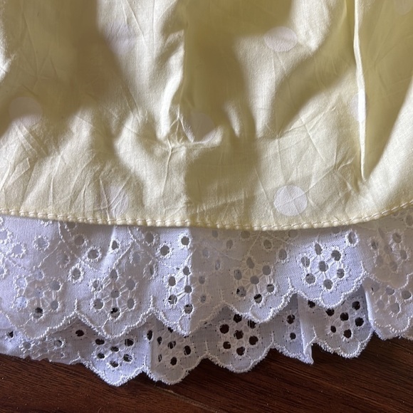 NEW Vintage Yellow Polkadot White Eyelet Scalloped Hem Prairie Twirl Skirt 2T - Picture 2 of 6